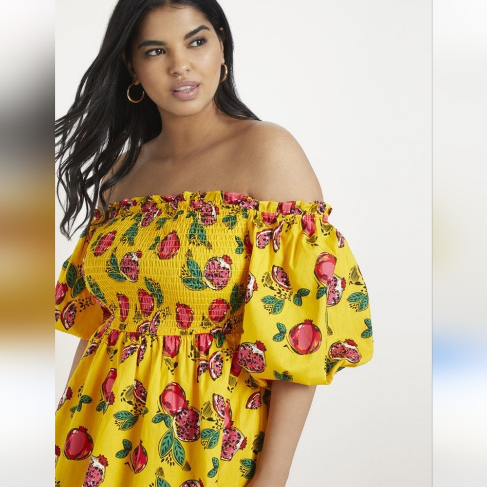 Eloquii Yellow Fruit Sundress Size 20
